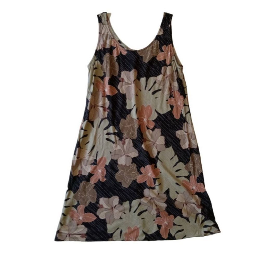 Vintage Tori Richard Multicolored Hibiscus Print Sleeveless Dress Women's Large